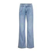 Lichte Steen Wijde Pijp Jeans Red Button , Blue , Dames