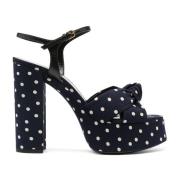 Polka-Dot Sandalen Blauw Saint Laurent , Multicolor , Dames