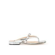 Kristal platte sandalen met topdetail Sergio Rossi , Gray , Dames