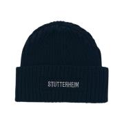 Geborduurde Logo Beanie Muts Stutterheim , Blue , Heren