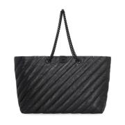 Leren Tote Tas met Kettinghandvatten Balenciaga , Black , Dames