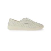 Leren Sneakers met Intrecciato Detail Bottega Veneta , White , Heren