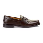 Canvas loafers met leren details Gucci , Brown , Heren