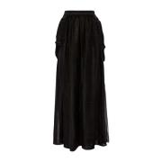 Zijden rok met zijsplitten Max Mara , Black , Dames