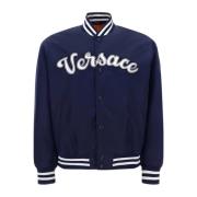 Bomberjack met voorlogo detail Versace , Blue , Heren