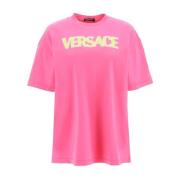 Katoenen Logo Top Vrouwen Versace , Pink , Dames