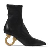 Elastische enkellaarzen met Gancini-hak Salvatore Ferragamo , Black , ...