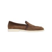 Bruine Leren Loafers voor Mannen Santoni , Brown , Heren