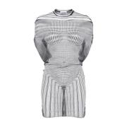 Gedrukte Mesh Korte Jurk Dubbellaags Jean Paul Gaultier , White , Dame...