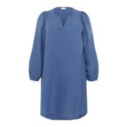 Eenvoudige Blauwe Jurk Kaffe Curve , Blue , Dames