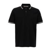 Zwarte Polo Shirt Korte Mouw Moncler , Black , Heren