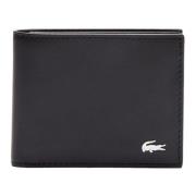 Zwarte leren portemonnee fitzgeral Lacoste , Black , Heren