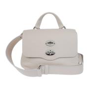 Witte leren luiertas met draaislot Zanellato , White , Dames