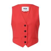 Elegante V-hals Vest Msgm , Red , Dames