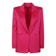 Fuchsia Satijnen Blazer met Revers Max Mara Studio , Pink , Dames