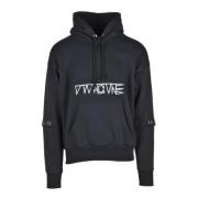 Zwarte Bedrukte Hoodie met Zakken Diesel , Black , Heren