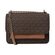 Schoudertas met kettinghandvat en logo Michael Kors , Brown , Dames