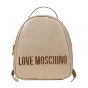 Gouden Rucksack met Effen Patroon Love Moschino , Beige , Dames