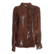 Bruine Pailletten Geborduurde Getailleerde Blouse Dries Van Noten , Br...