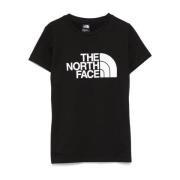 Zwart Logo Print Crew Neck T-shirt The North Face , Black , Dames