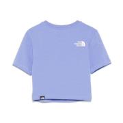 Blauw Logo Geborduurd Crew Neck Shirt The North Face , Blue , Dames