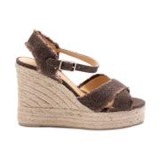 Bruine Sleehak Espadrilles Sandalen Castañer , Brown , Dames