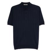 Geribbeld Pima Katoen Poloshirt Corneliani , Blue , Heren