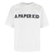 Casual katoenen T-shirt A Paper Kid , White , Heren