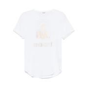 Wit/Goud T-Shirt met Stijl Isabel Marant Étoile , White , Dames