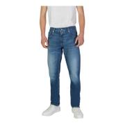 Blauwe Straight-Leg Jeans met Ritssluiting Replay , Blue , Heren