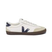 Witte Leren Sneakers met Donkerblauwe Details Veja , White , Dames