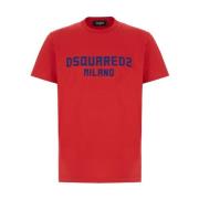 Rood Logo Crew Neck T-shirt Dsquared2 , Red , Heren