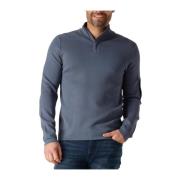 Blauwe Turtle Zip Sweater Genti , Blue , Heren