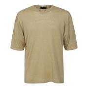 Linnen Half-mouw Ronde hals T-shirt Roberto Collina , Green , Heren