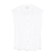 Witte Button-Up Shirt met Gerimpeld Detail Forte Forte , White , Dames