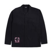 Zwarte Nylon Overshirt met Logodetail Pleasures , Black , Heren