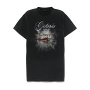 Getaria Print Oversized Katoenen T-shirt Balenciaga , Black , Dames