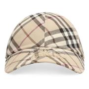 Verstelbare Nylon Baseballpet met Motief Burberry , Beige , Dames