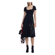 Zwarte Zomerjurk met Vierkante Halslijn Desigual , Black , Dames