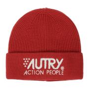 Sportieve Unisex Beanie met Logo Print Autry , Red , Heren