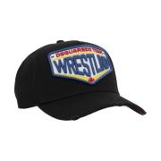 Worstelen Patch Baseball Cap Zwart Dsquared2 , Black , Heren