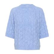 Blauw Melange Gebreide Pullover Trui Kaffe , Blue , Dames