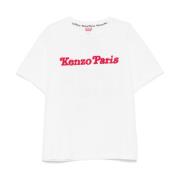 Wit Crew Neck T-shirt met Logo Kenzo , White , Heren