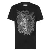 Zwart Tattoo Strass T-shirts en Polos Philipp Plein , Black , Heren