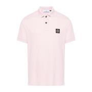 Logo Patch Polo Shirt Stone Island , Pink , Heren