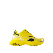 Gele Leren Lage Sneakers Versace , Yellow , Heren