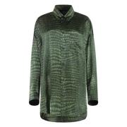 Zijden Krokodillenprint Shirt Balenciaga , Green , Dames