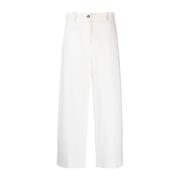 Beige Wide-Leg Cropped Trousers Fabiana Filippi , Beige , Dames