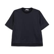 Blauw Geborduurd Logo Crew Neck T-shirt Max Mara , Blue , Dames