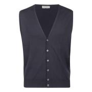 Blauwe Merinowollen Mouwloze Vest John Smedley , Black , Heren